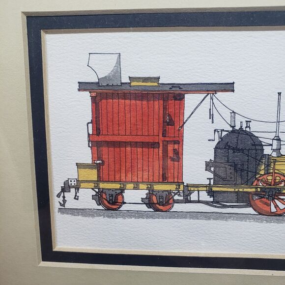 VTG 1978 Roger Mason Framed Print Individually Watercolored Train Engine‎ RARE - Picture 4 of 10